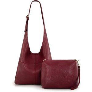 Women Burgundy Imported Vegan Leather Ultra Soft Foldable Shoulder Slouchy Bag